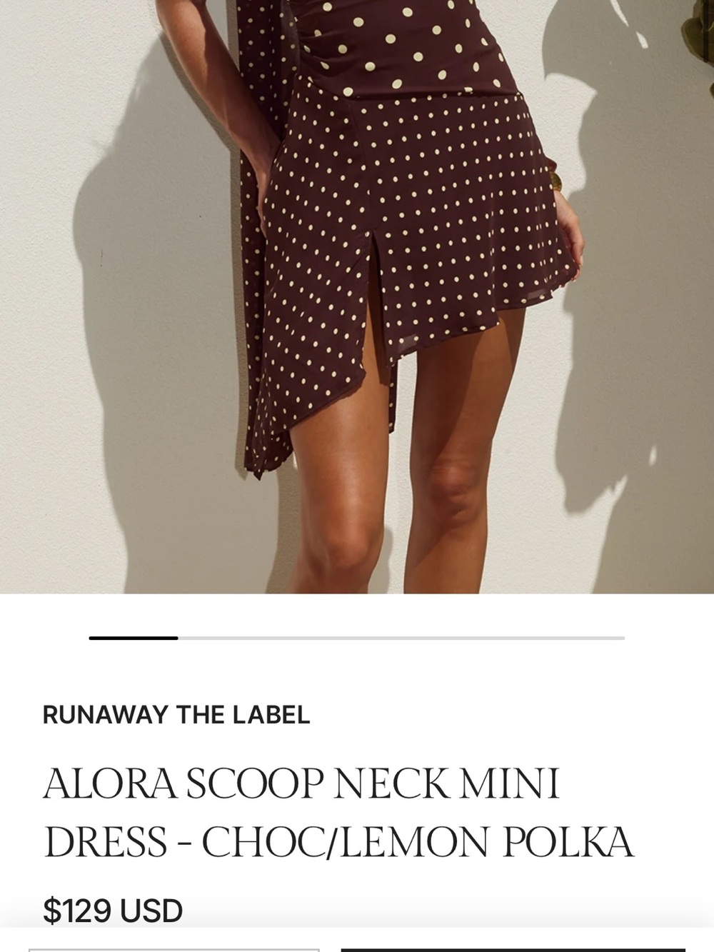 Runway The Label Polka Dot Brown Mini Slip Dress with Scarf Detail - Picture 5 of 6